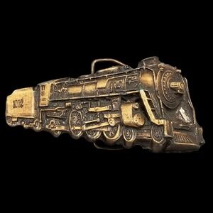Vintage Train Belt Buckle -‎ Unique Brass Locomotive Design Collector's Item